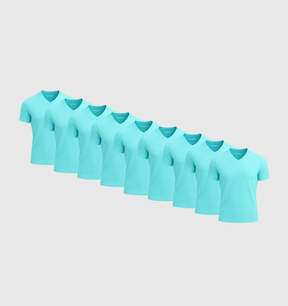 Pack de 9 Col V - Bleu turquoise
