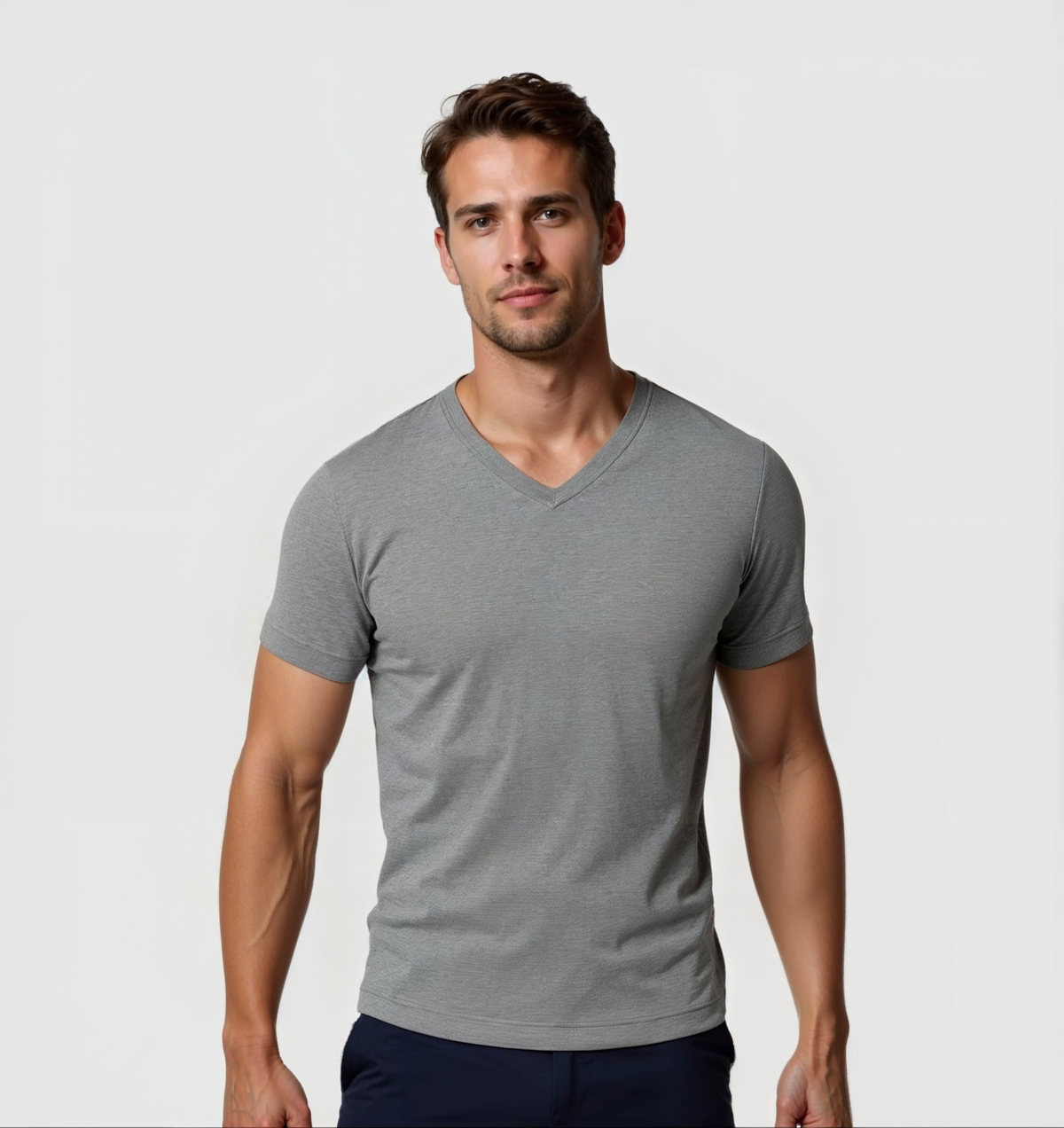 Le Tee-shirt Col V - Gris