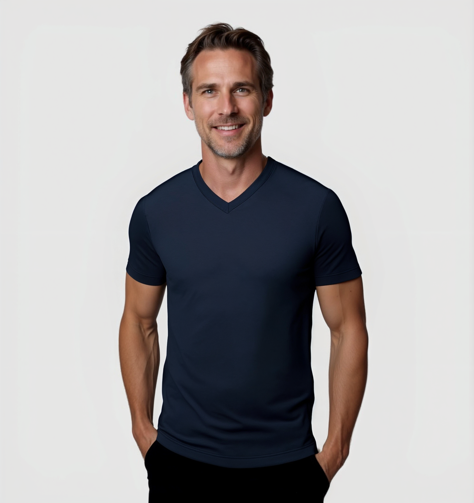 Le Tee-shirt Col V - Bleu marine