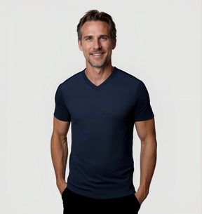 Le Tee-shirt Col V - Bleu marine