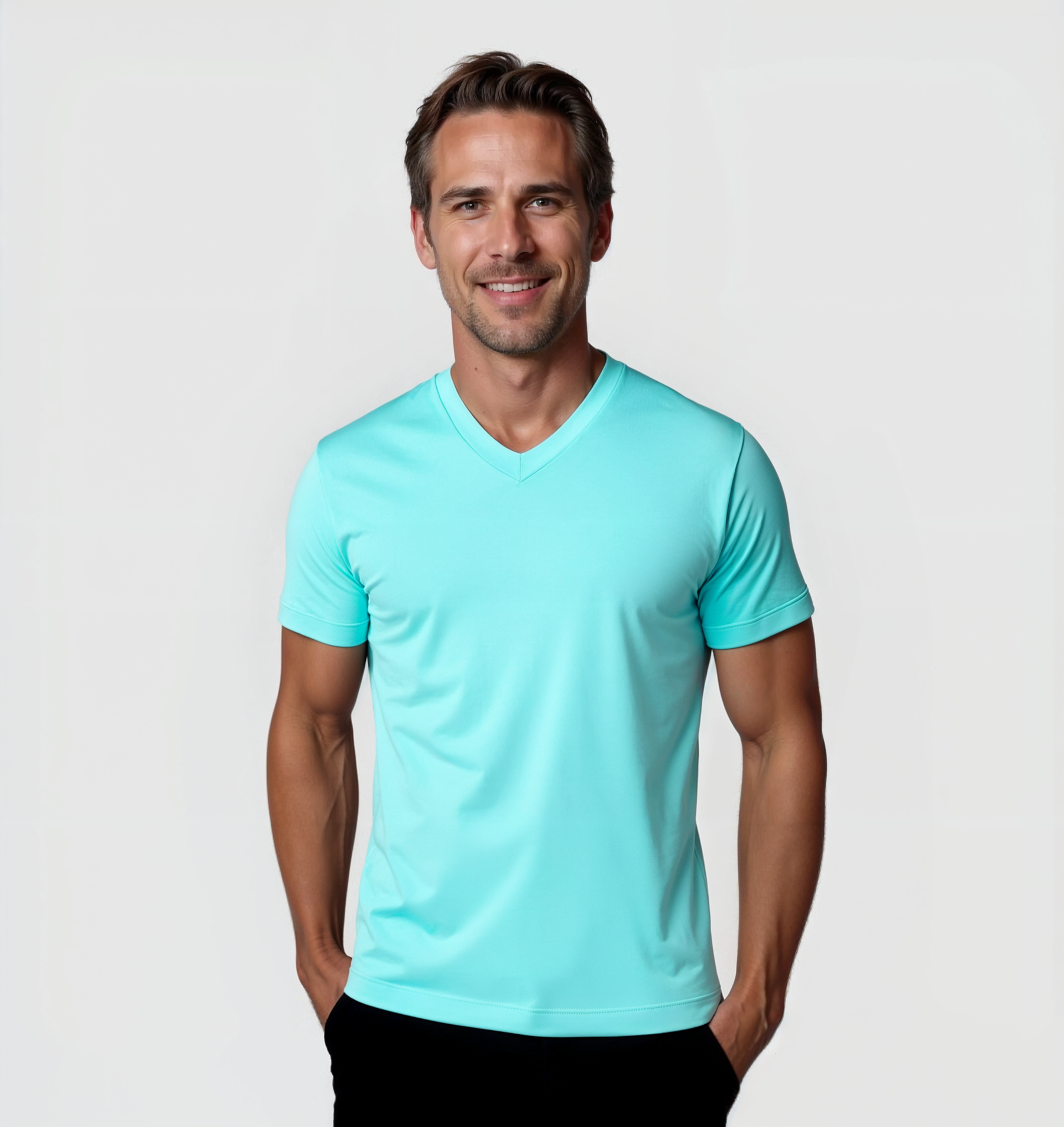 Pack de 6 Col V - Bleu turquoise